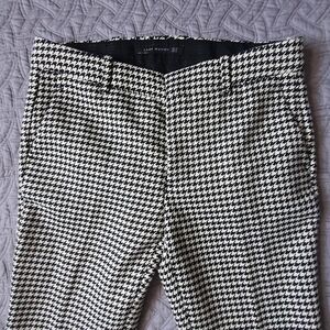 Zara Houndstooth Pants Womens XS Black/White Flat Front